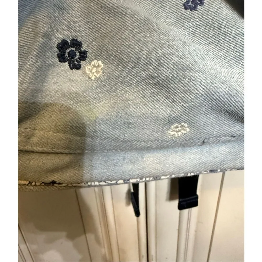 J. Crew Crewcuts Girls Embroidered Flower Chambray Backpack Blue OS